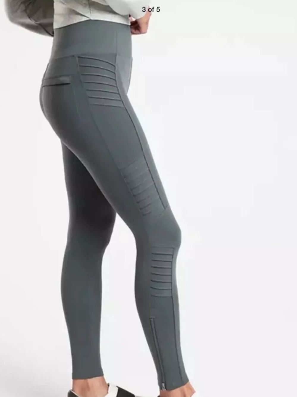 Athleta Charcoal Moto-Detail High-Rise Leggings